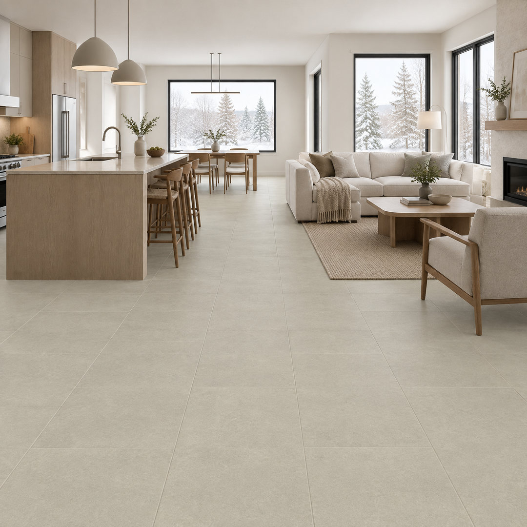 Imola Off White Matte Tile 12×24, an illustration of it installed