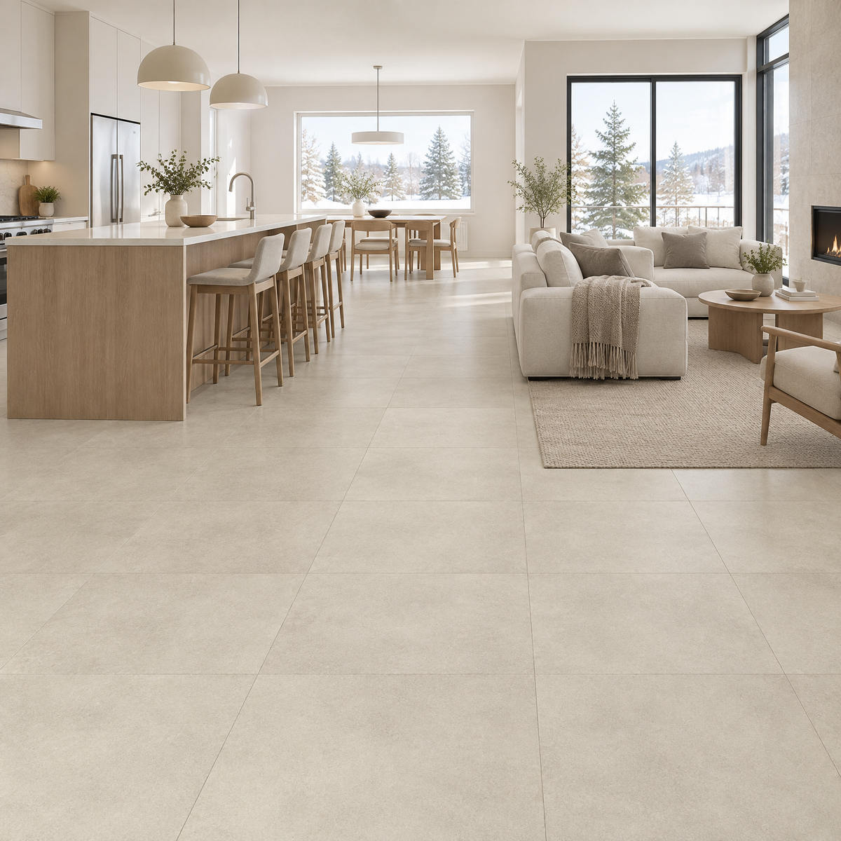 Imola Off White Matte Tile 24×24, an illustration of it installed