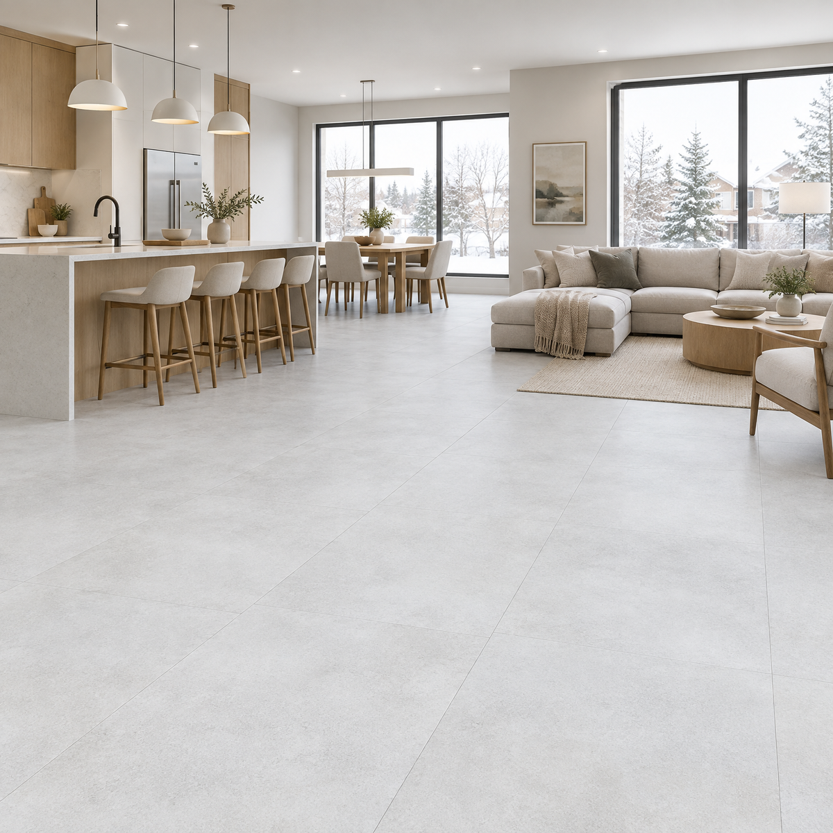 Matera Grigio Matte Tile 24×48, an illustration of it installed