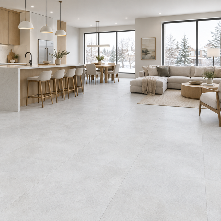 Matera Grigio Matte Tile 24×48, an illustration of it installed