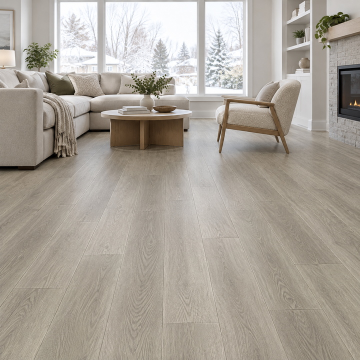 Grey Vinyl Plank 7×48 — NP8-10, an illustration of it installed