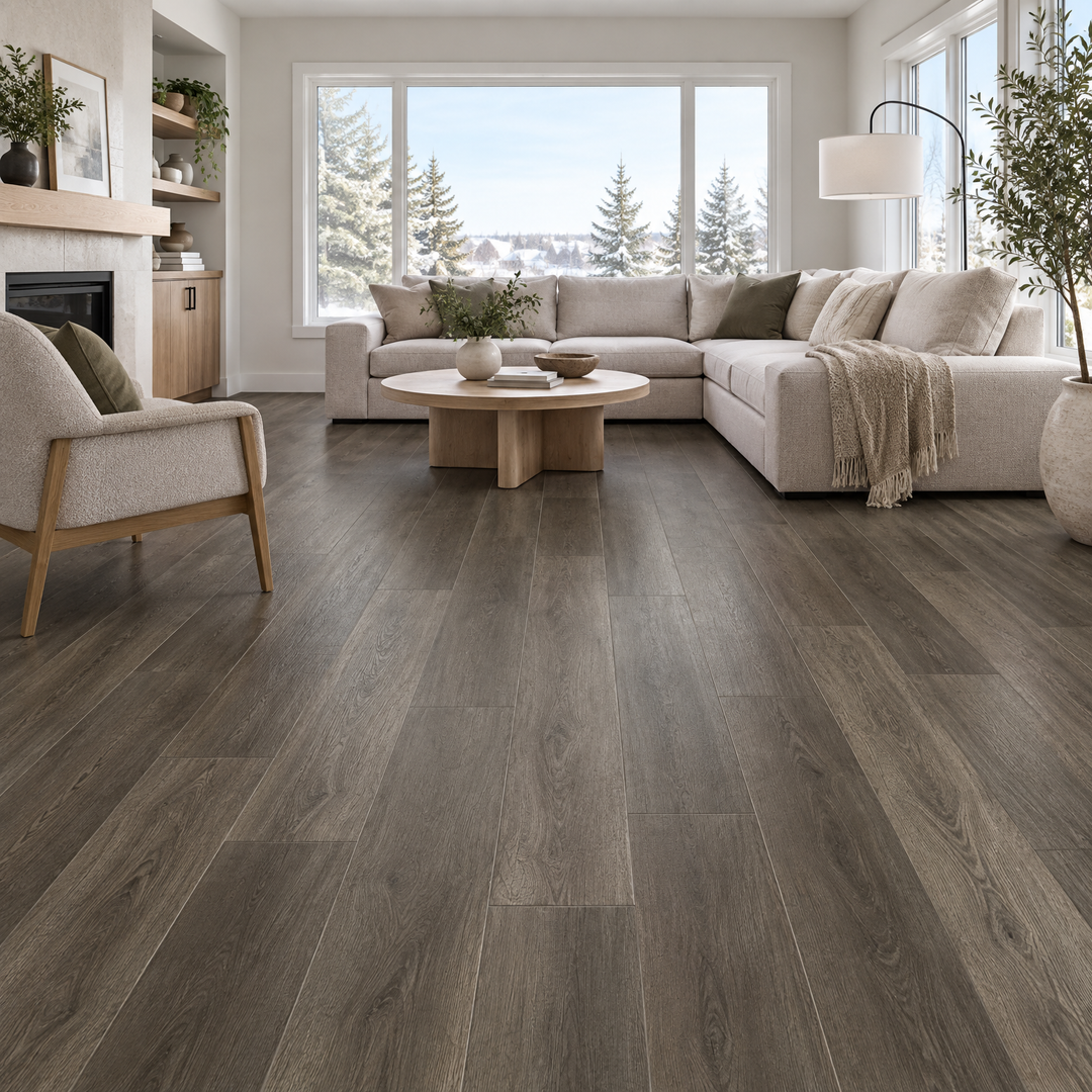 Brown Vinyl Plank 7×48 — NP8-11, an illustration of it installed
