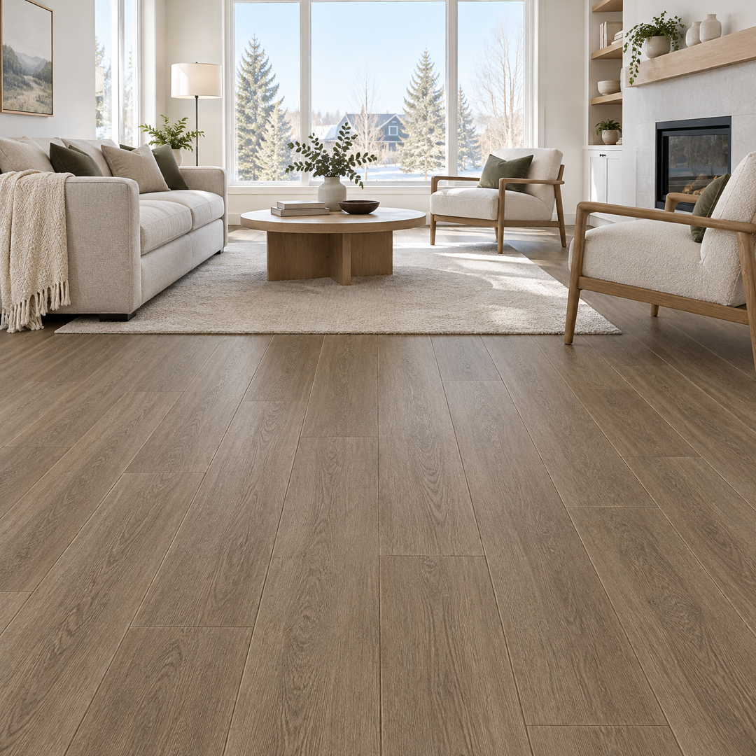 Beige Vinyl Plank 7×48 — NP8-13, an illustration of it installed