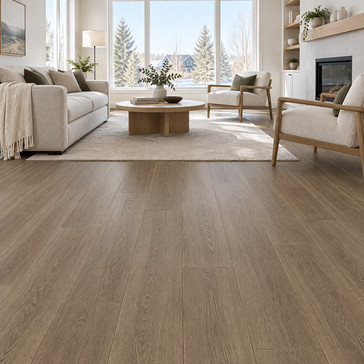Beige Vinyl Plank 7×48 — NP8-13, an illustration of it installed
