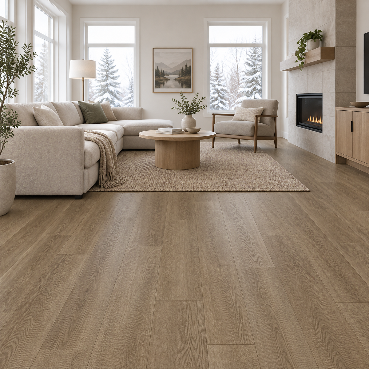 Brown Vinyl Plank 7×48 — NP8-15, an illustration of it installed