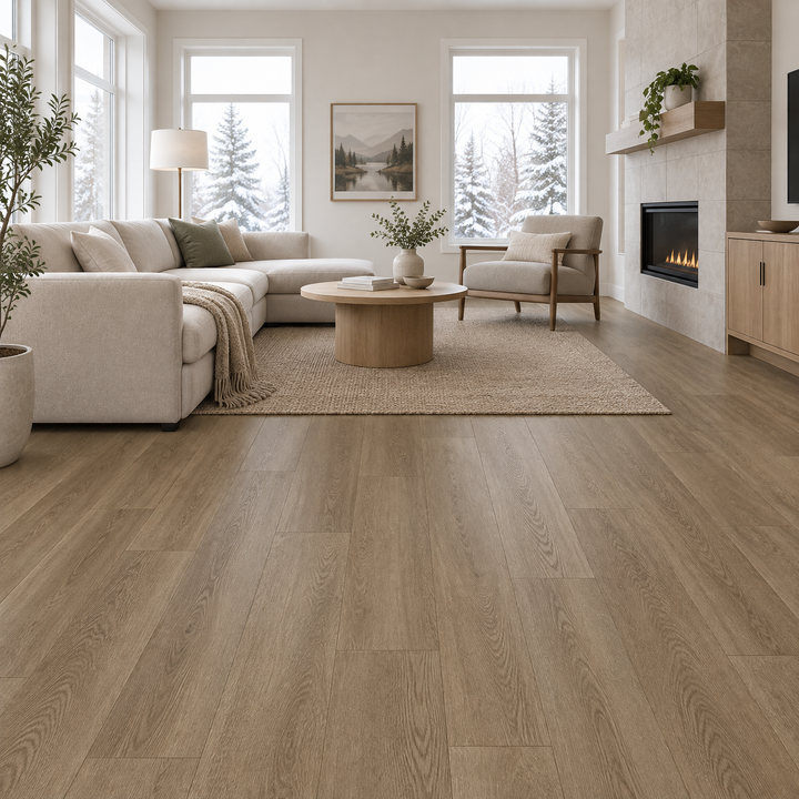 Brown Vinyl Plank 7×48 — NP8-15, an illustration of it installed