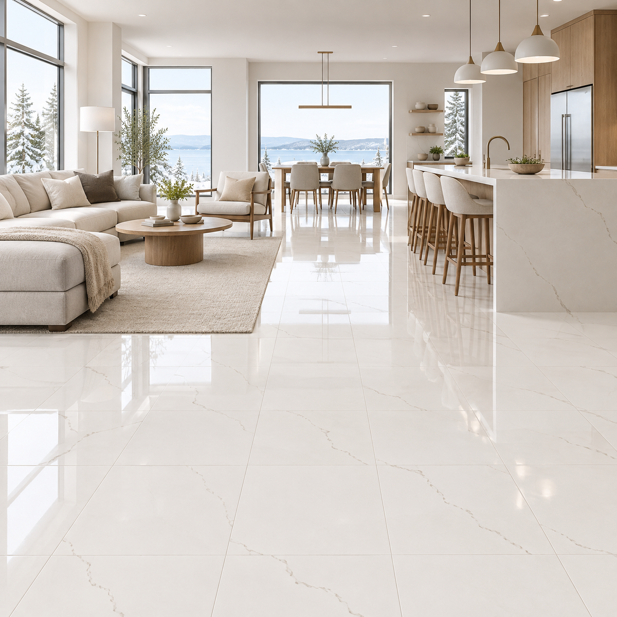 Premium Motion, 12×24 glossy, tile, an illustration of it installed