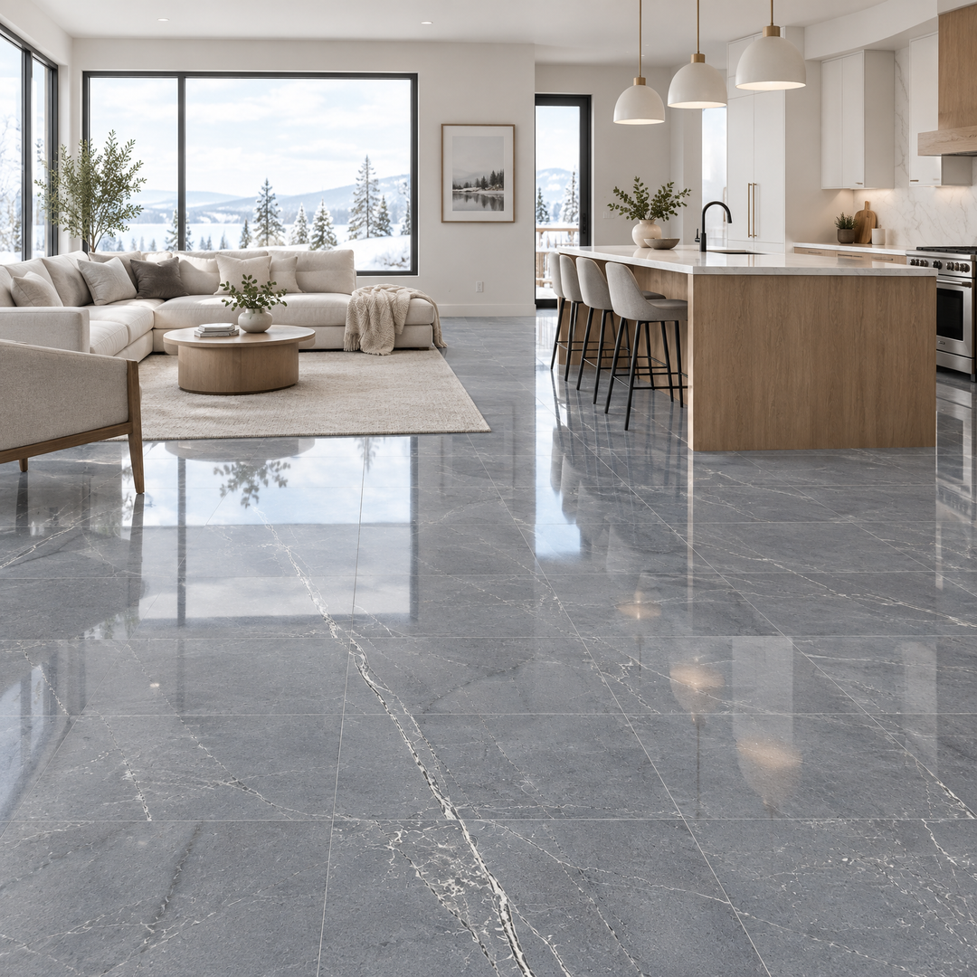 Pulpis Gris, 12×24 glossy, tile, an illustration of it installed