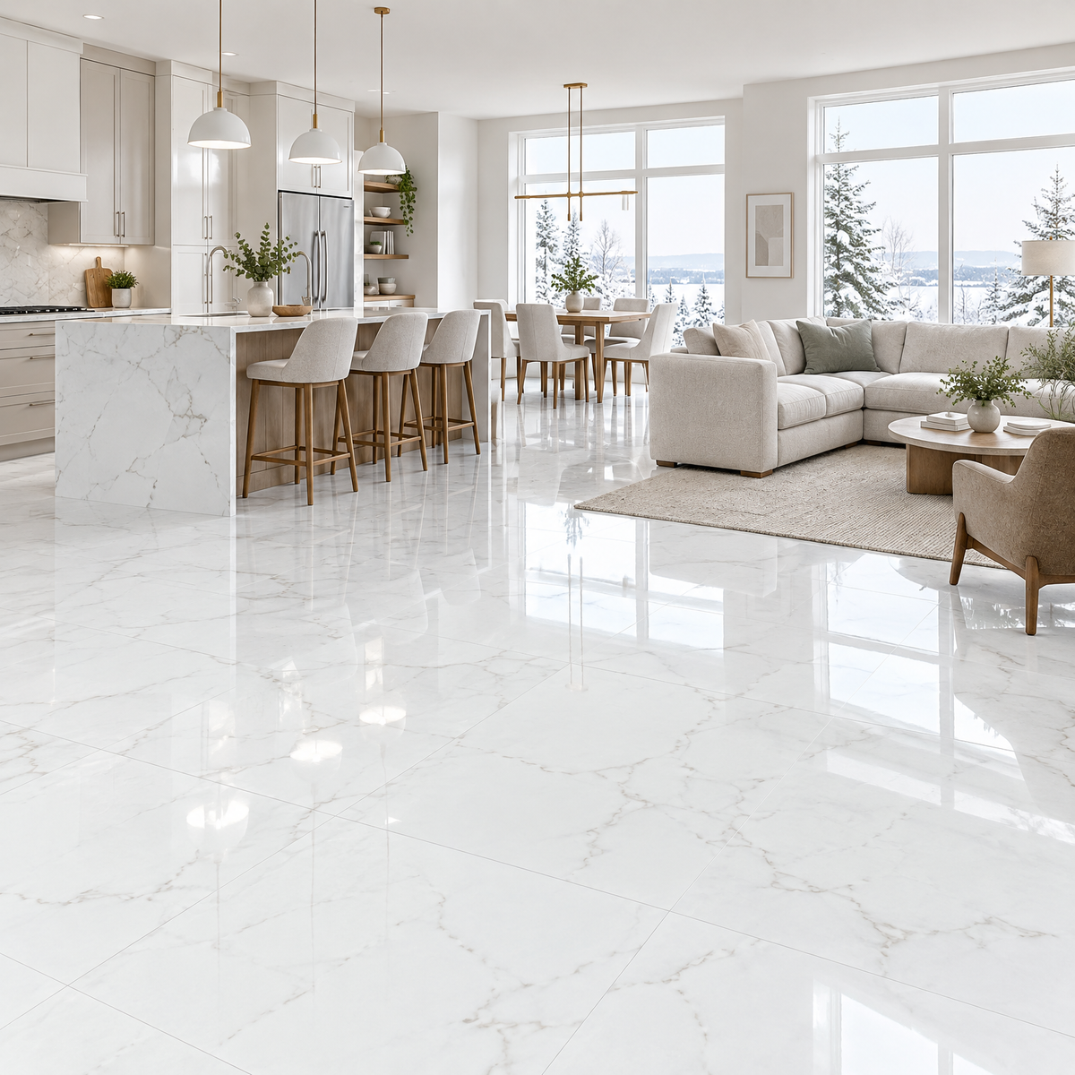 Real Satvario, 32×32 glossy, tile, an illustration of it installed