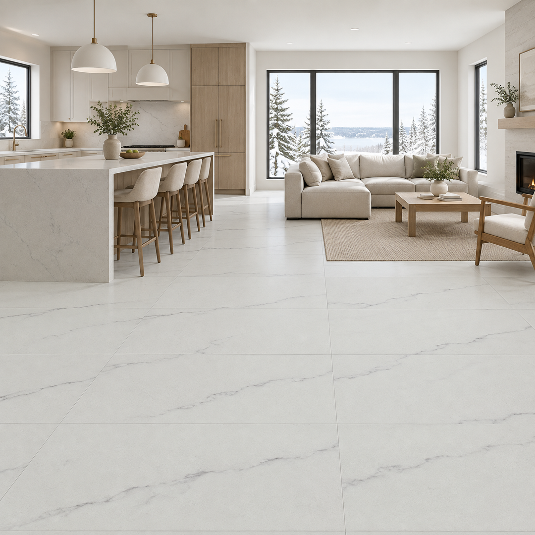 Satvario Grey Matte Tile 24×48, an illustration of it installed