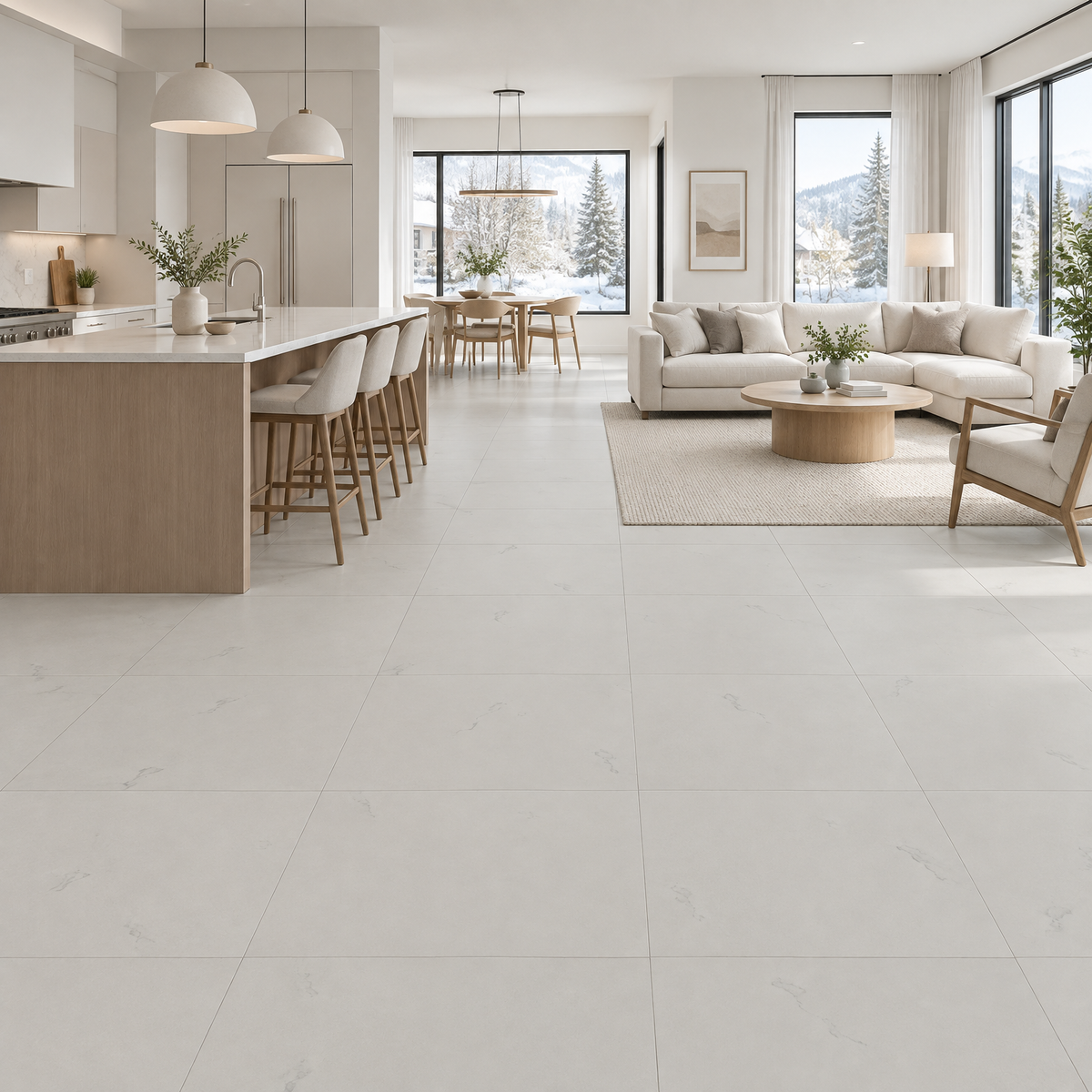 Satvario White Matte Tile 24×24, an illustration of it installed