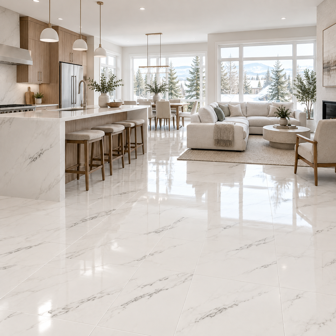 Split Satvario, 12×24 glossy, tile, an illustration of it installed
