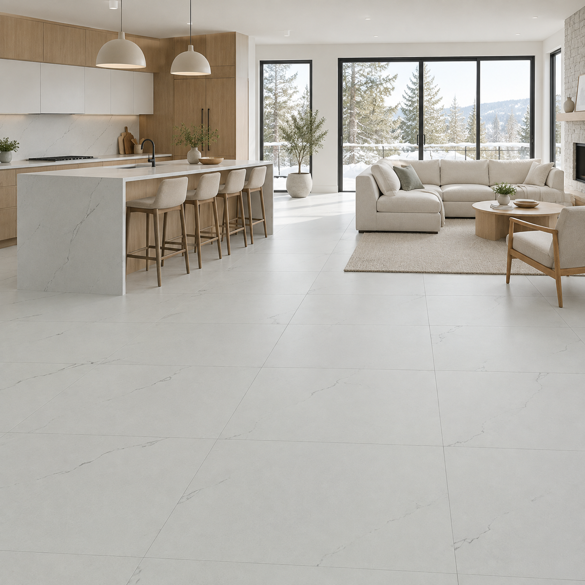 Thasos White Matte Tile 24×48, an illustration of it installed