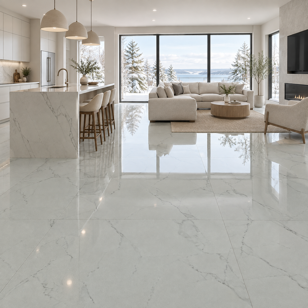 Venetian Satvario-b Glossy Tile 32×64, an illustration of it installed