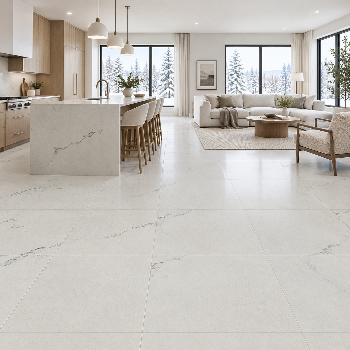 Venus Bianco Tile 24×24, an illustration of it installed