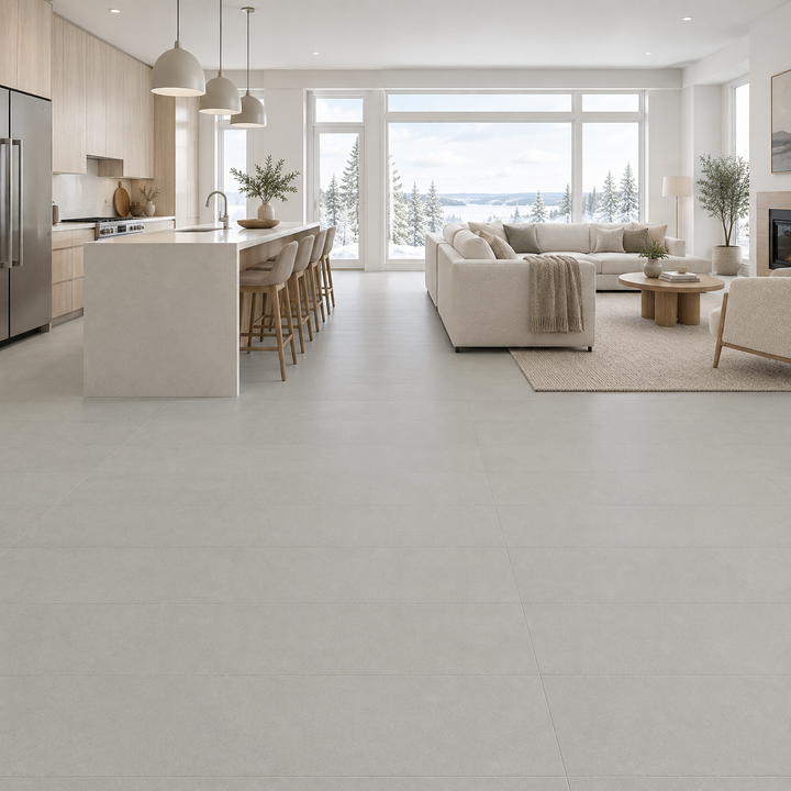 Viterbo Ice Matte Tile 24×48, an illustration of it installed