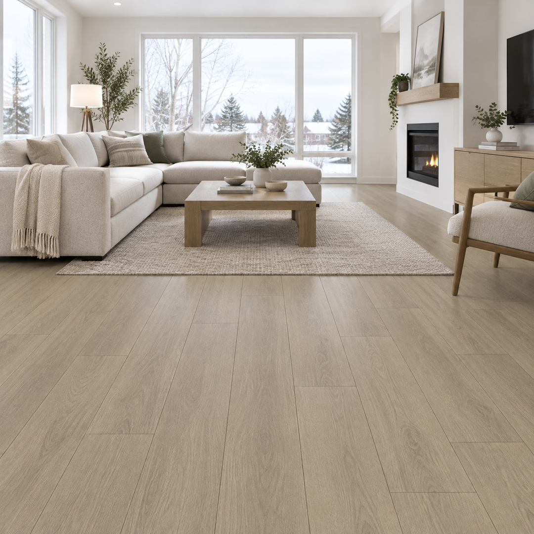 Beige Laminate 7×48 — VRWPL8-22, an illustration of it installed